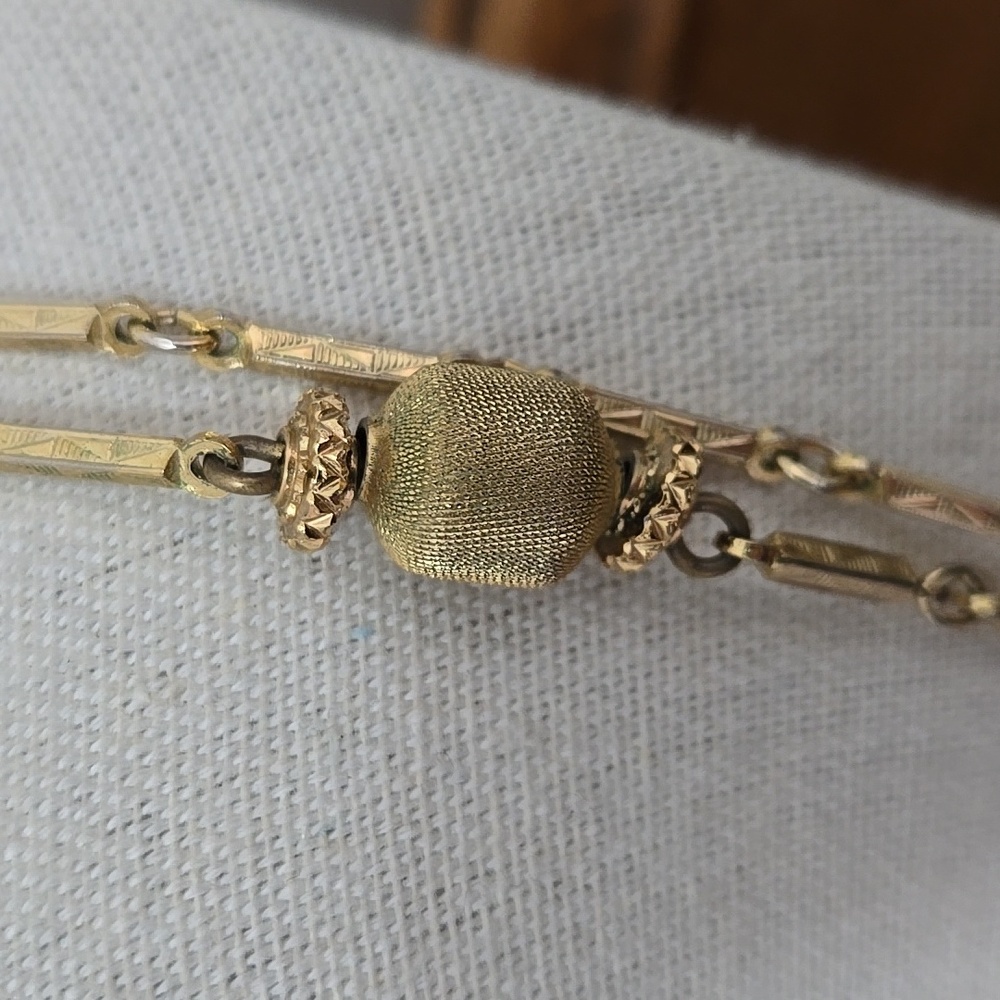 Monet Gold Tone Bar & Barrell Necklace - Picture 3 of 6